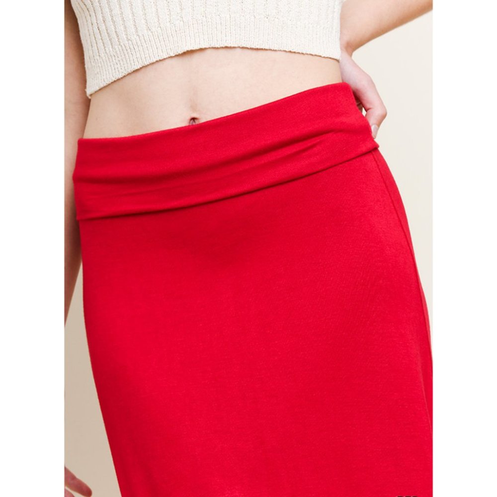 Red Fold Over Waist Maxi Skirt {Umgee} - Picture 5 of 5